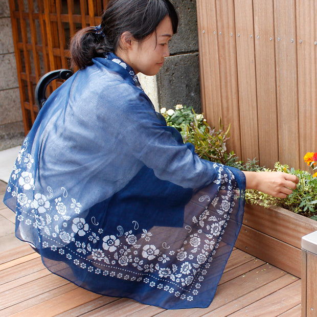 インセクトシールド　虫よけ小花柄ストール